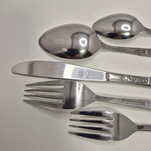 Imperial Stainless Japan 5-piece Flatware Set IMI57 Vintage Floral - Picture 12 of 14